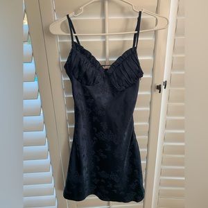 Lottie Moss by PacSun Navy Satin Dress W/ Butterfly and Floral Print